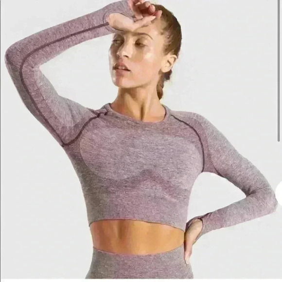Gymshark Tops - GymShark Vital Seamless Long Sleeve Crop Top Berry Red Small